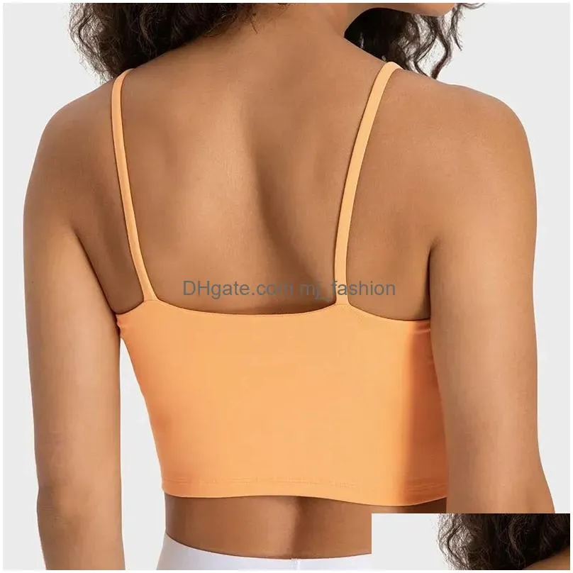Yoga Outfit L-83A Solid Color Women Yoga Bra Slim Fit Sports Fitness Vest Y Underwear With Removable Chest Pads Soft Brassiere Sweat W Dhvdh