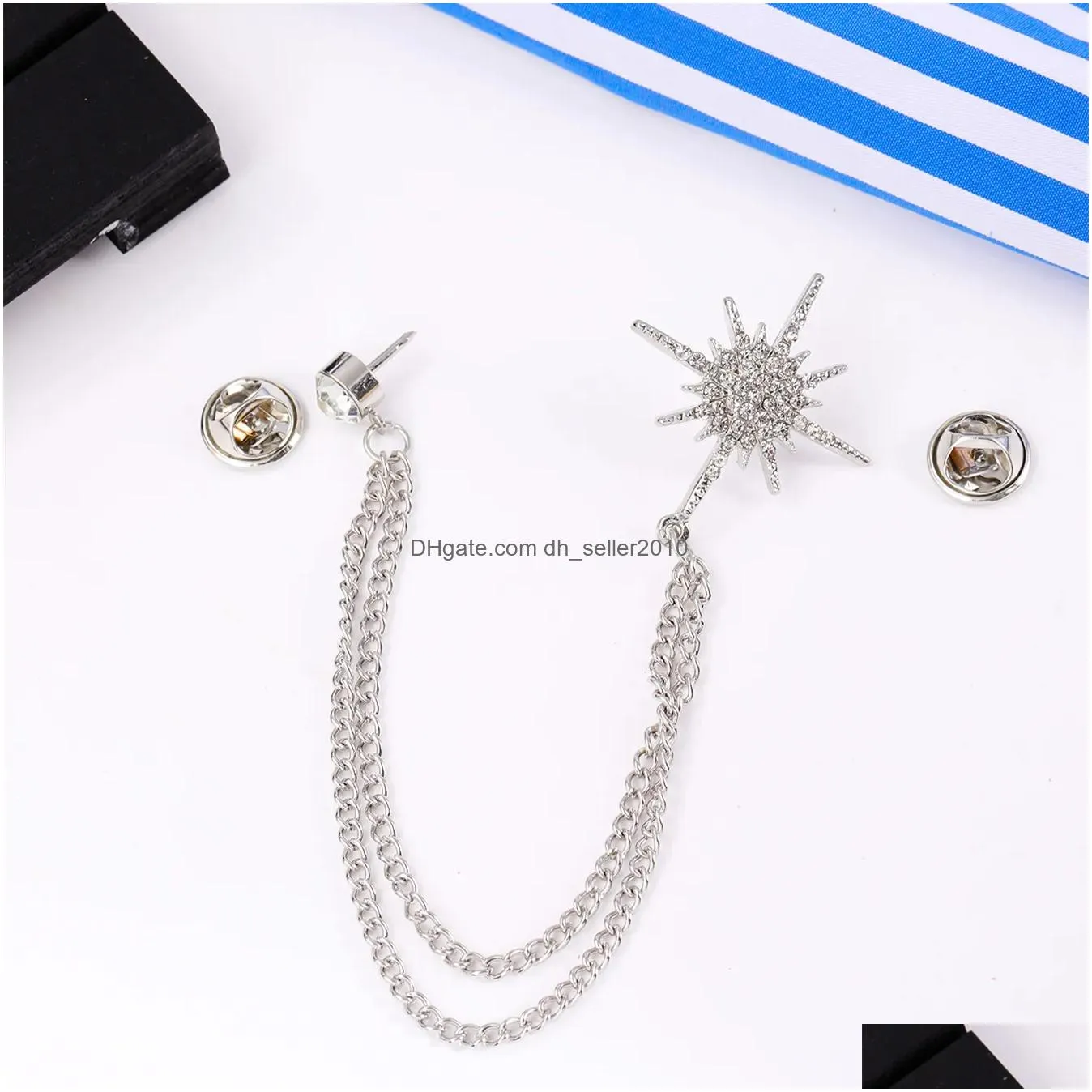 Pins, Brooches Shining Star Personality Trend Sunflower Diamond Brooch Female Minimalist Chain Pendant Set Drop Delivery Jewelry Dhkd9