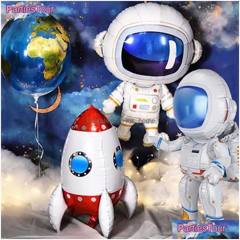 party decoration 3d rocket balloons astronaut foil balloon outer space spaceship et ballon for birthdayboy kids baloons toys 1104