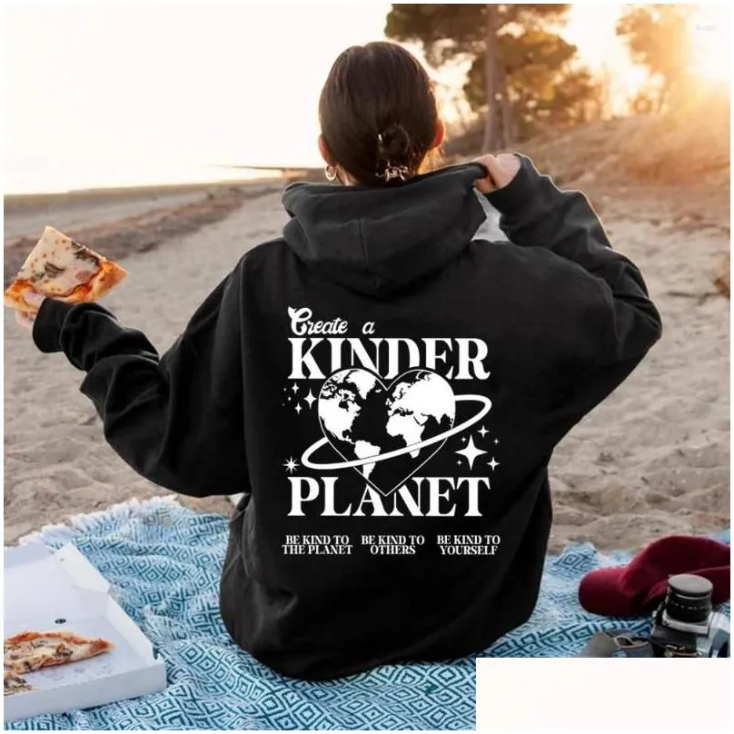 Women`S Hoodies & Sweatshirts Womens Hoodies Create A Planet Hoodie Trendy Tumblr Aesthetic Hooded Sweatshirt Beach Plover Clothes St Dhfnz