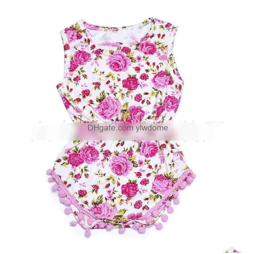 Rompers New Newborn Clothes Baby Rompers Girls Jumpsuits Beans Fashion Gold Polka Dots Floral Leopard Printed Toddler Clothing Onesie Dhhjb