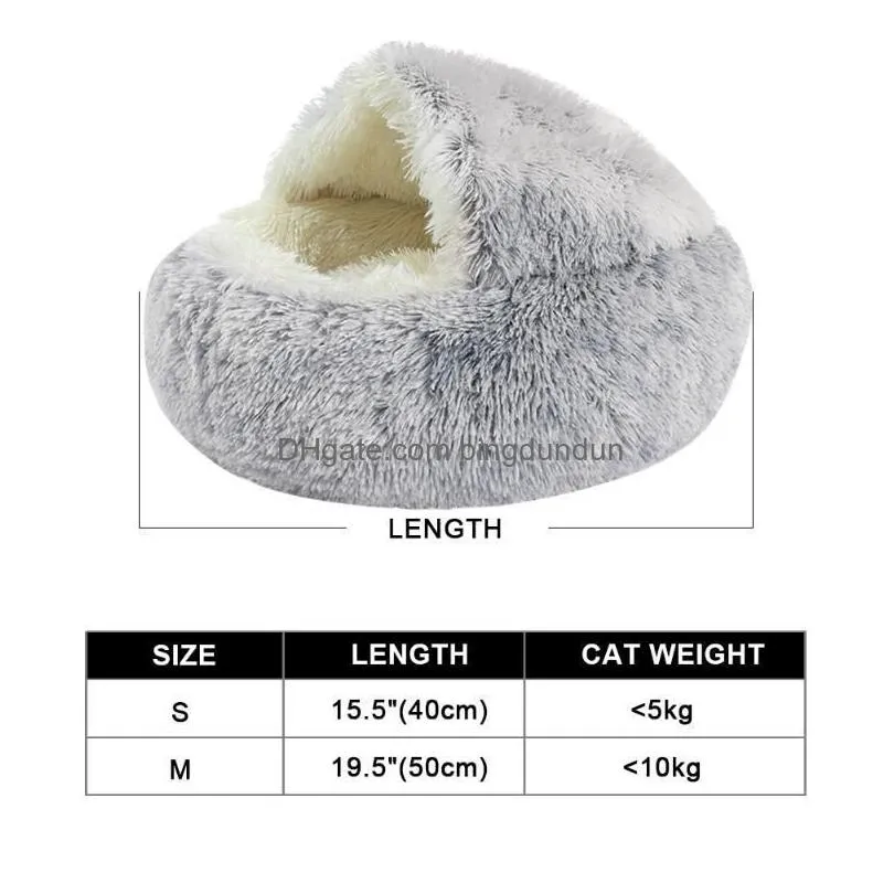 Cat Beds & Furniture Stock Cat Beds Furniture P Pet Dog Bed House Warm Round Kitten Semi-Enclosed Winter Nest Kennel Cats Sofa Mat Bas Dhcge