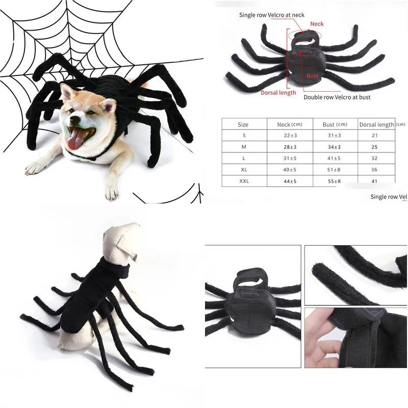 Dog Apparel Halloween Costume Spider Pets Outfits Cosplay Dress Up Accessories Decoration For S Puppy Cats 220930 Drop Delivery Dhhxc