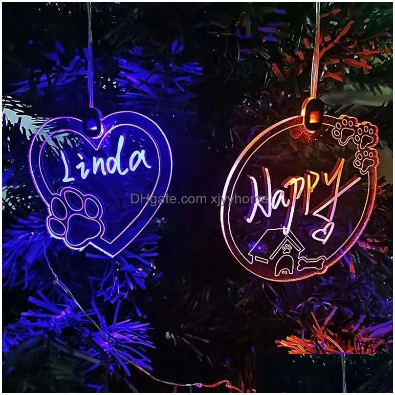 Christmas Decorations Acrylic Glowing Christmas Tree Hanging Decorations Colorf Glitter Custom Ornaments Drop Delivery Home Garden Fes Dh4F3