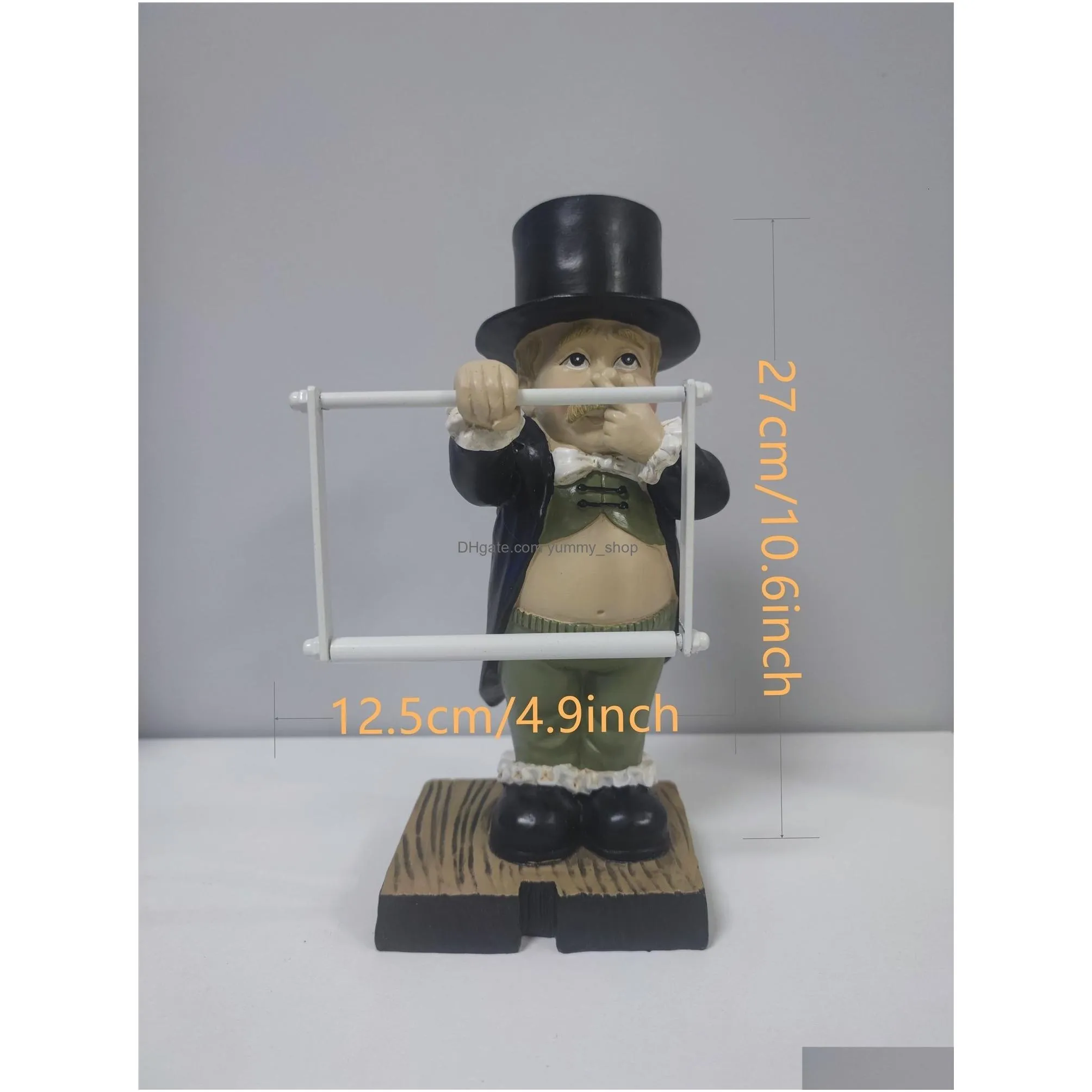 decorative objects figurines creative spoof paper holder statue cute funny resin butler shape tissue stand rack sculpture for toilet decoration