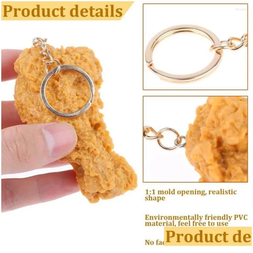 Keychains & Lanyards Keychains Pvc Food Show Props Keychain French Fries Chicken Net Fried Leg Roasted Wing Pendant Children Key Chai Dhscb