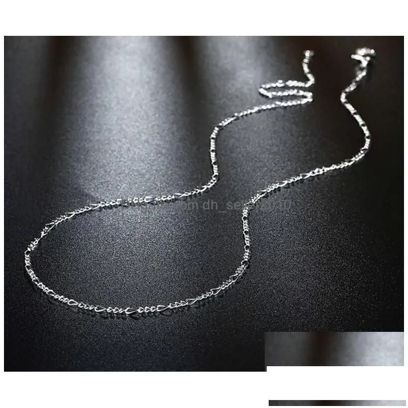 chains 10pcs/lot 2mm figaro 925 sterling sier jewelry for diy necklace chain with lobster clasps size 16 18 20 22 24 26 28 30 inch d