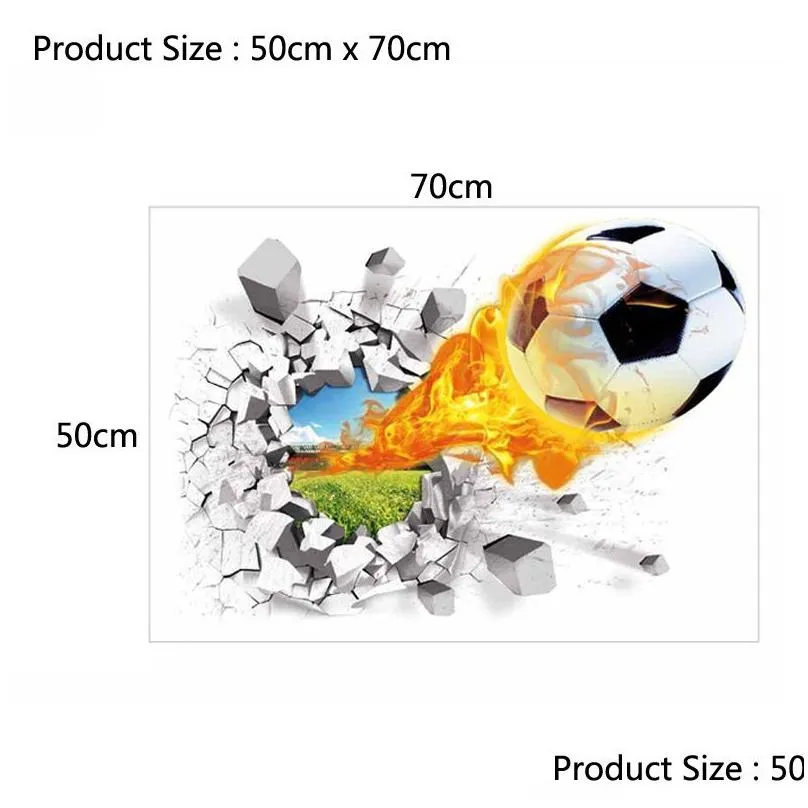 Decorative Objects & Figurines 3D Football Broken Sticker For Kids Living Room Sports Decoration Mural Stickers Home Decor Decals Wall Dhbwb