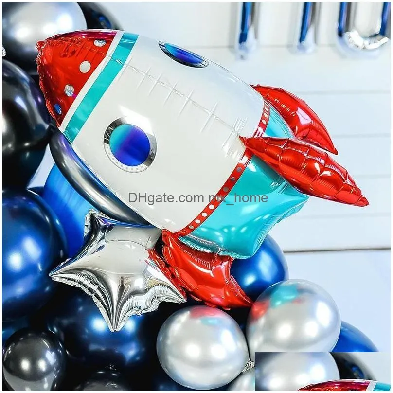 party decoration 3d rocket balloons astronaut foil balloon outer space spaceship et ballon for birthdayboy kids baloons toys 1104