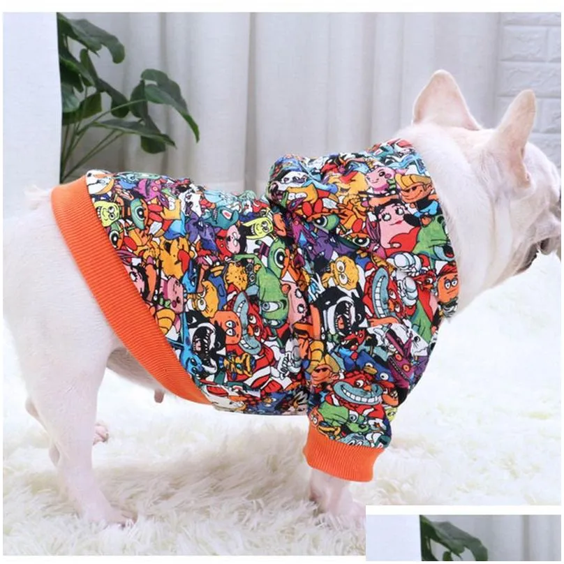 Dog Apparel Cute Cartoon Winter Warm Clothes Cotton Hoodies For Small Medium Dogs Costumes Knitted Coat French Bldog Pug Drop Deliver Dhf0V