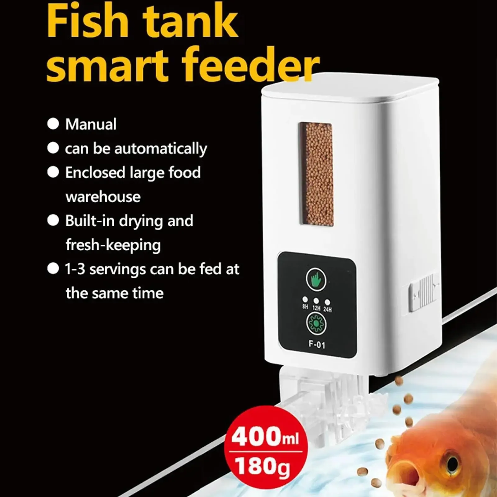 Auto Fish Feeder Pond Tank Feeder Fish Food Aquarium Machine Digital Power Control Dispenser for Vacation Everyday Outdoor