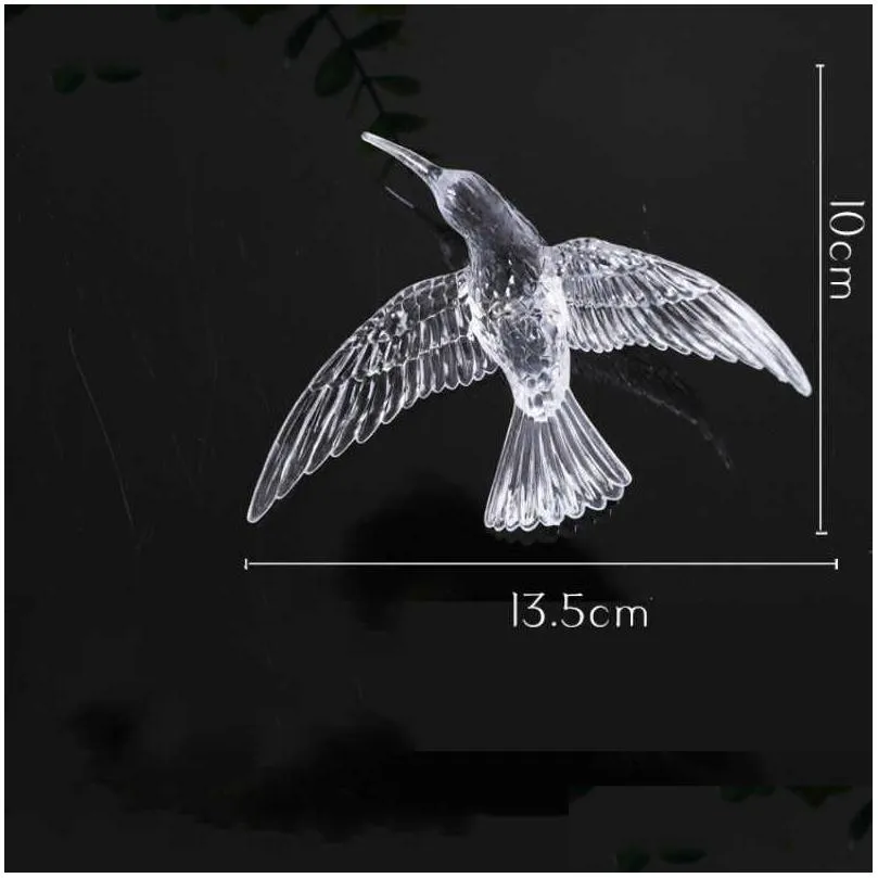 18pcs transparent crystal acrylic bird hummingbird ceiling wall hanging home wedding stage background decoration party ornaments y0730