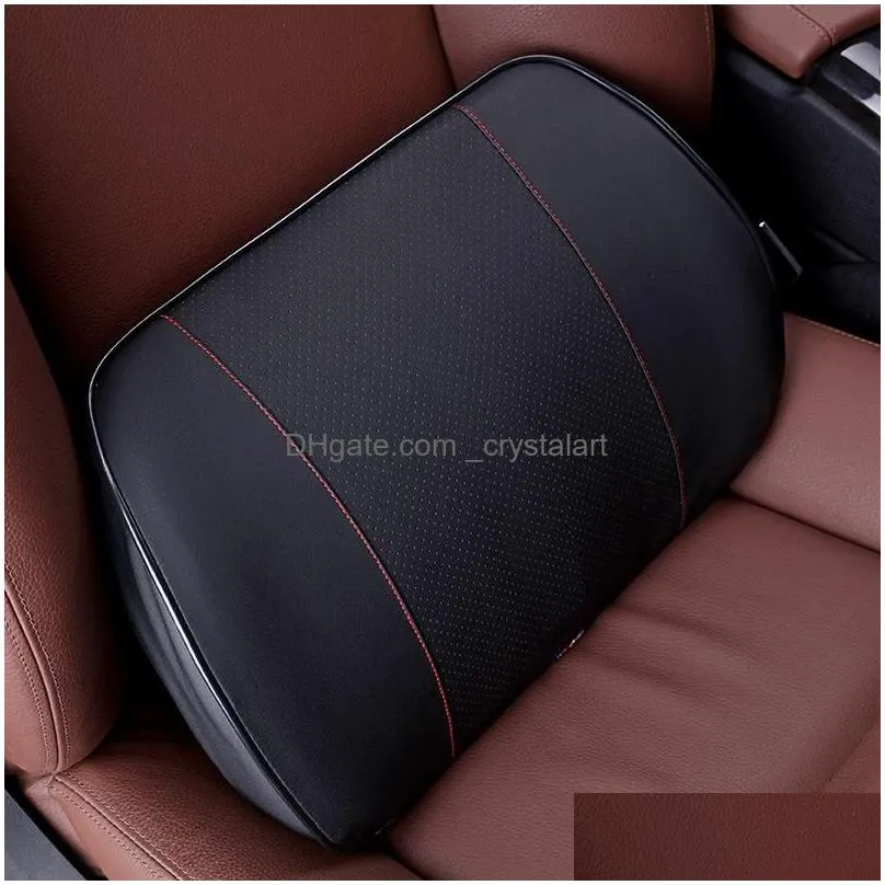 Seat Cushions Car Headrest Waist Leather Neck Pillow Cushion Decoration Supplies Memory Cotton Large Drop Delivery Dhwlp