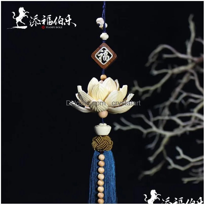 Interior Decorations Boxwood Manglieira Float Decoration Car Rearview Mirror Hanging Chinese Wind Safety Pendant Drop Delivery Dh3F2