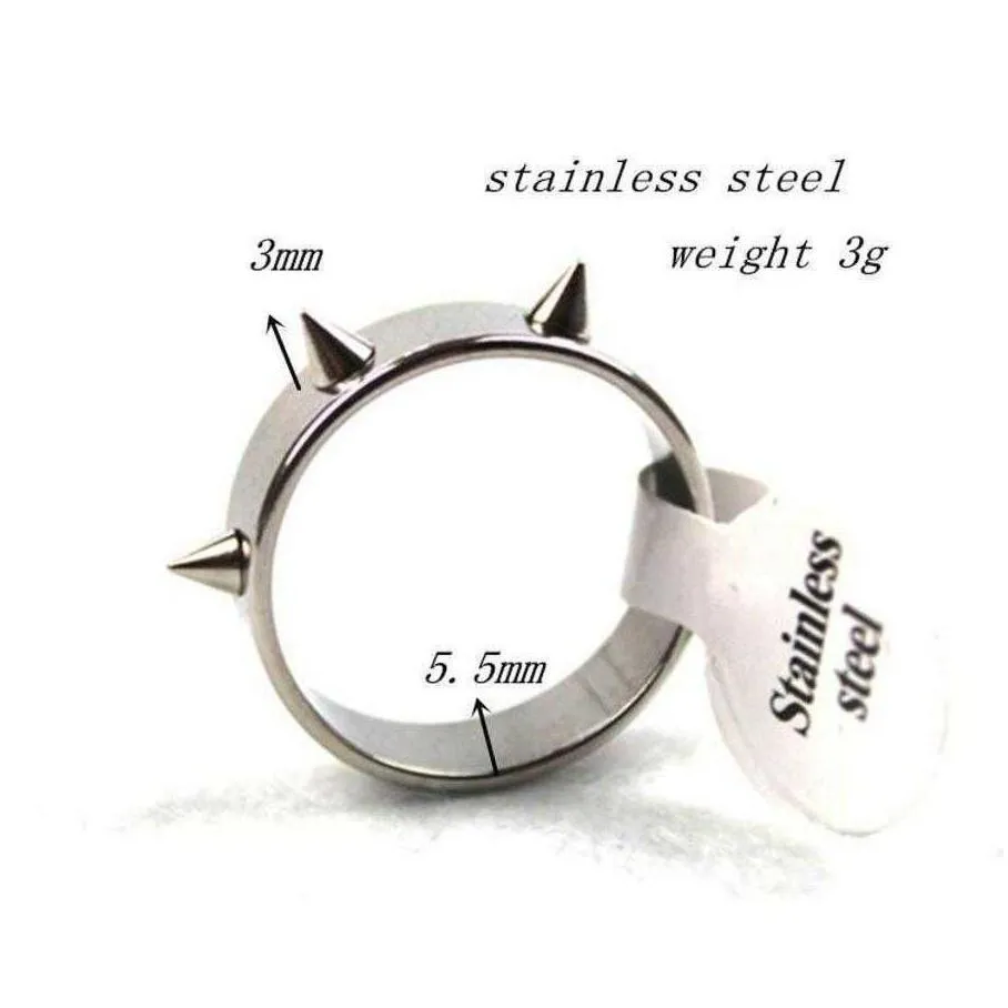 fashion single stainless steel couple ring spiked rivet cone anti wolf moisture personality fj196 ayt3727