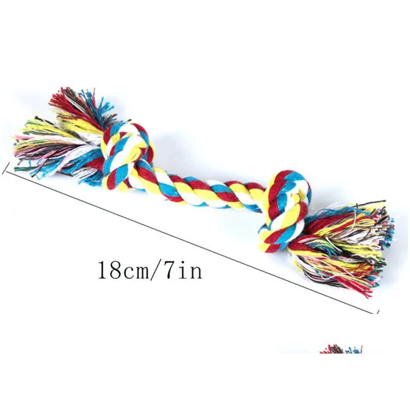 7inch chews knot toys colorful durable braided bone rope chewing toy cotton knotted rope bone dog toy for small dogs dental descaler