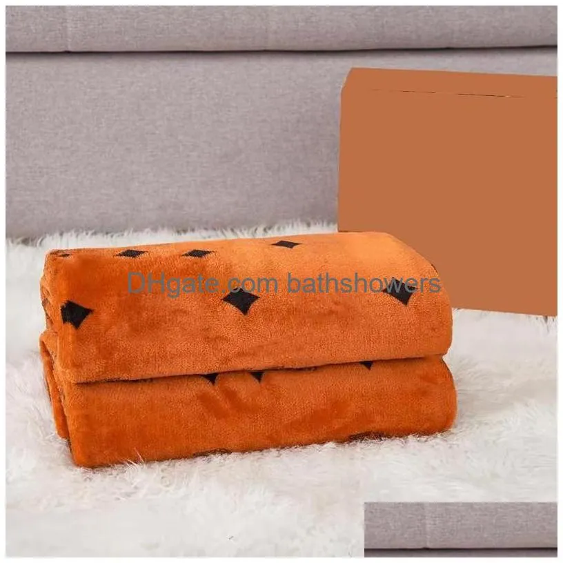 Blanket Quality Golden Mink Letter Flannel Coral Veet Home Sofa Bed Sheet Er Shawl 4 Seasons Gift Room Decoration Drop Delivery Dh1U2