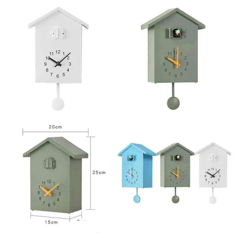 3colors modern plastic bird cuckoo design quartz wall hanging clock timer quartz wall clock for home office decoration h1230