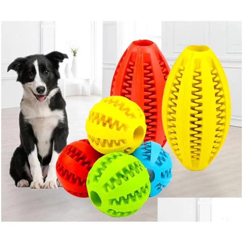 bite resistant rugby rubber dog chew ball dog toys training toys toothbrush chews toy food balls pet productclean tooth nontoxic