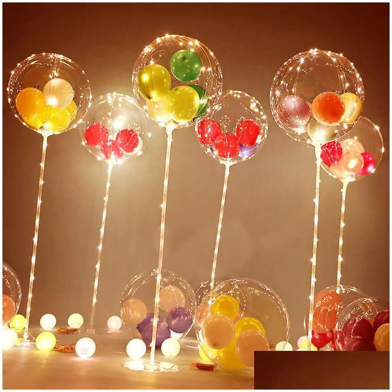glow party balloons column stand arch stand home party led confetti balloons with clips wedding decoration balloon holder stick y0622
