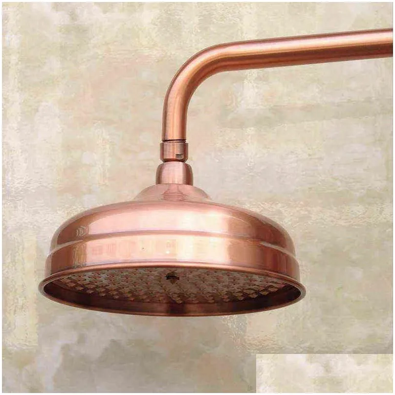 8 inch vintage red copper antique brass round shape bath rainfall shower head / bathroom accessory standard 1/2 ash054 h1209