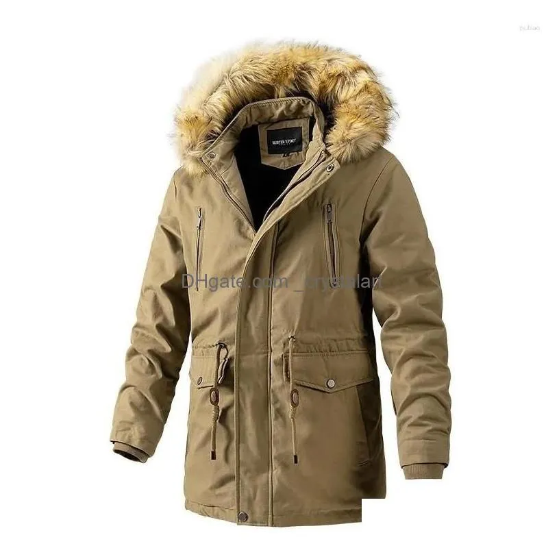 Motorcycle Apparel Winter Riding Charge Coat Casual Water Wash P Thickened Mens Long Jacket Windproof Warm Insation Drop Delivery Dhuvw
