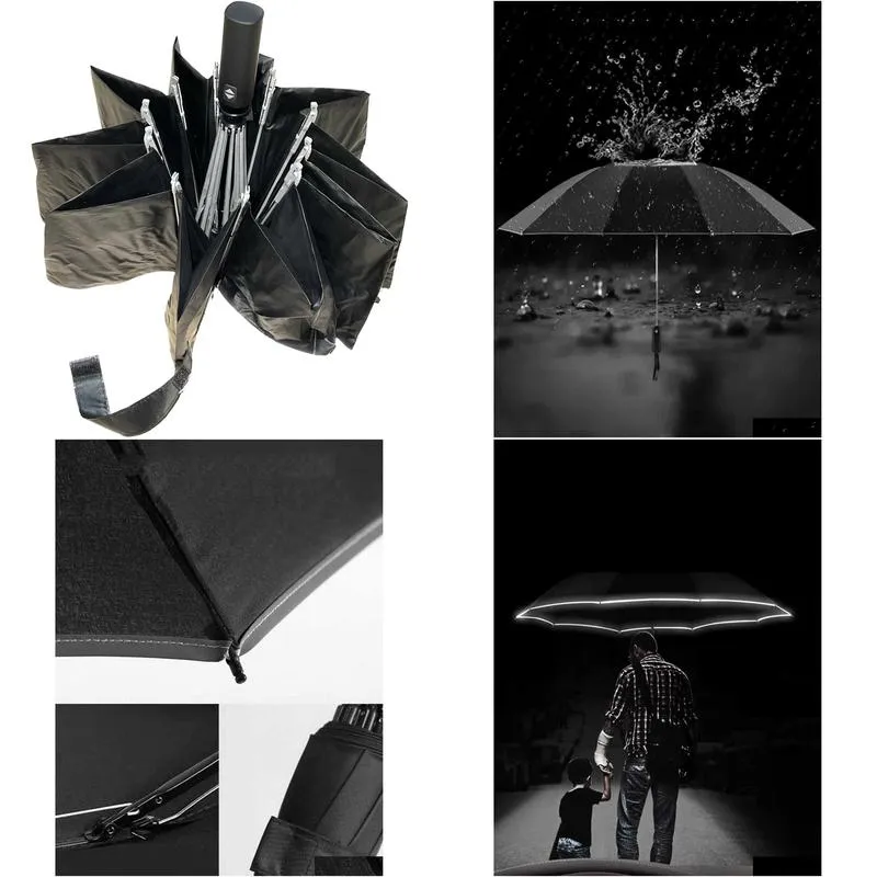 umbrellas windproof reverse umbrella uv protection compact upside down inverted foldable automatic open close reflective safety