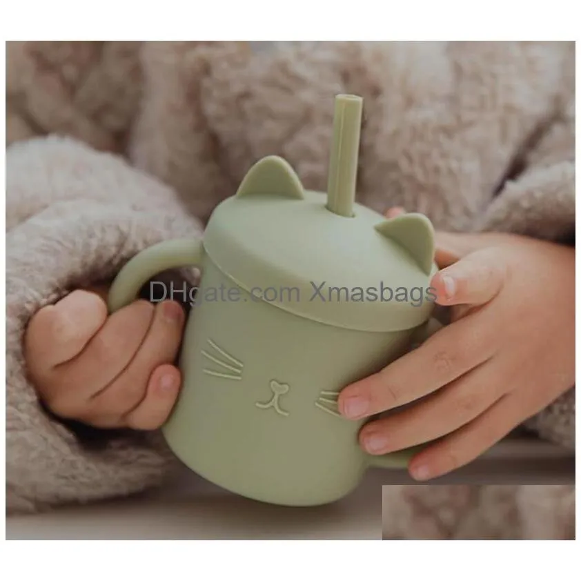 mugs 200ml sippy cup toddler learning bottle heat leak proof silicone tableware inventory wholesale