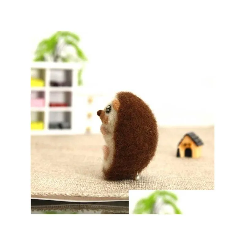 non-finished felt kit creative diy handmade needle beginner animal hedgehog wool needle felted kit no finished gift for her y0816