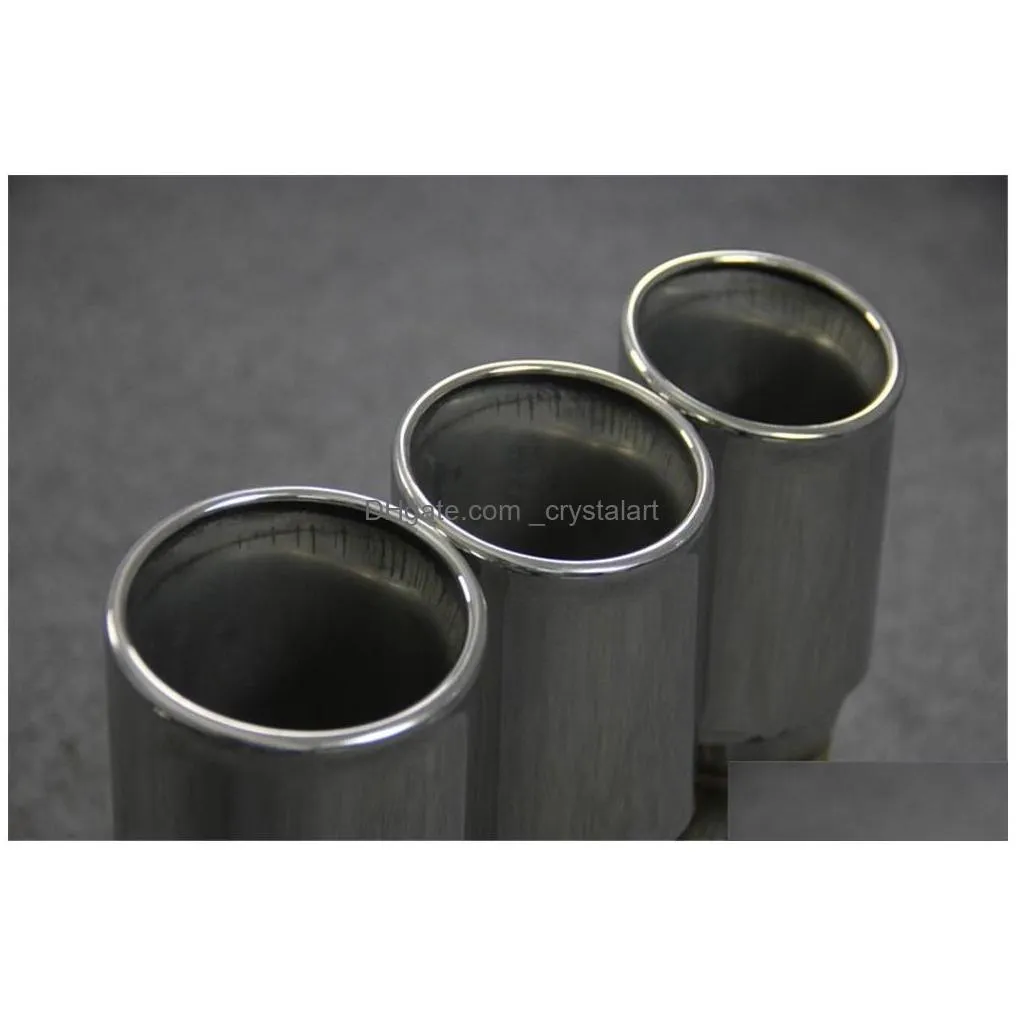 Exhaust Pipe 1 Piece Parts Accessories Three-Out Outlet 76 89Mm Car Styling 304 Stainless Steel Muffler Tip Nozzles Drop Delivery Dhd14