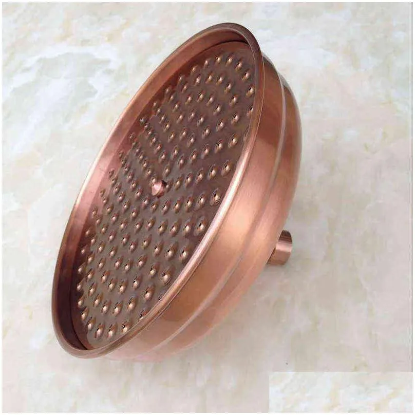 8 inch vintage red copper antique brass round shape bath rainfall shower head / bathroom accessory standard 1/2 ash054 h1209