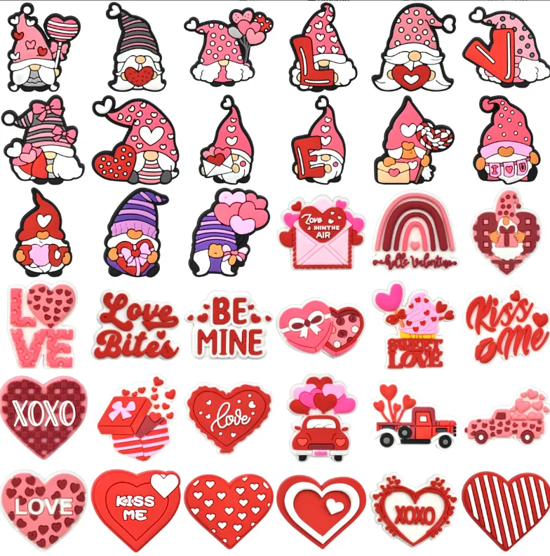 designer cartoon clog charms selling pvc friends valentines day puddle jumper clog charm shoes