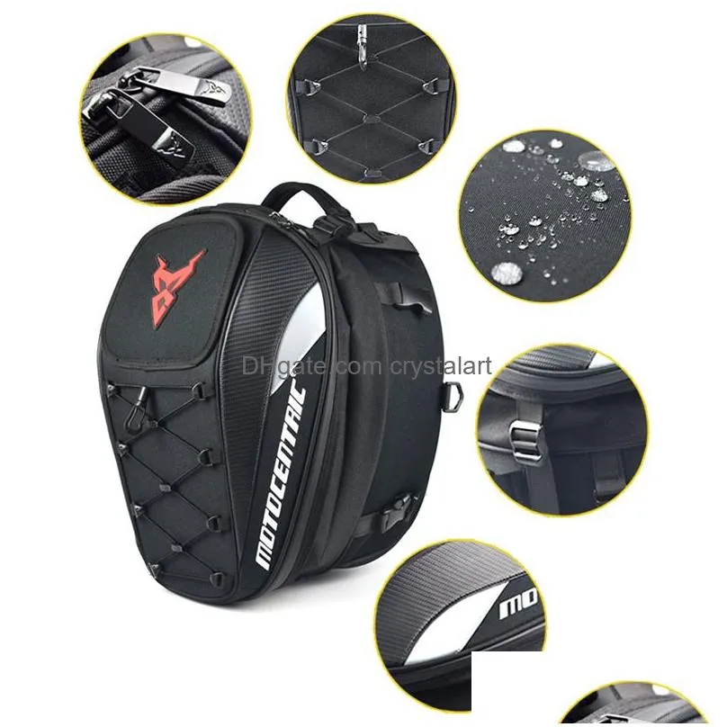 motocentric motorcycle tail bag waterproof multi-functional rear bags high capacity reflective motorcycle rider helmet backpack