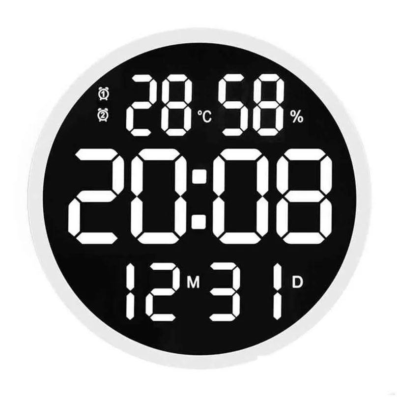 simple wall clock 12 inch round silent electronic clock digital display temperature humidity date calendar clock home decoration h1230