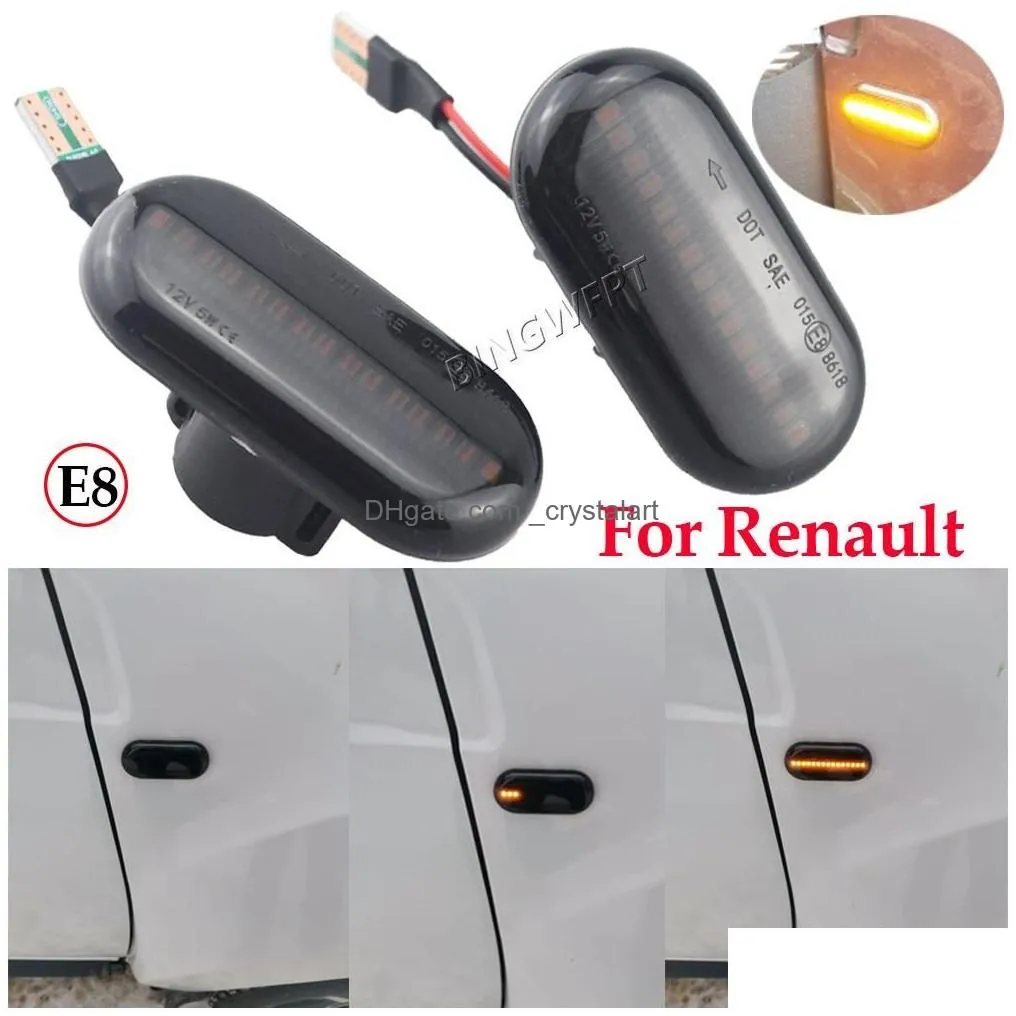 Other Signal Lights 2Pcs Led Dynamic Turn Side Marker Light For Renat Clio 1 2 Megane Espace Twingo Master Nissan Opel -Benz Smart Dr Dhupe