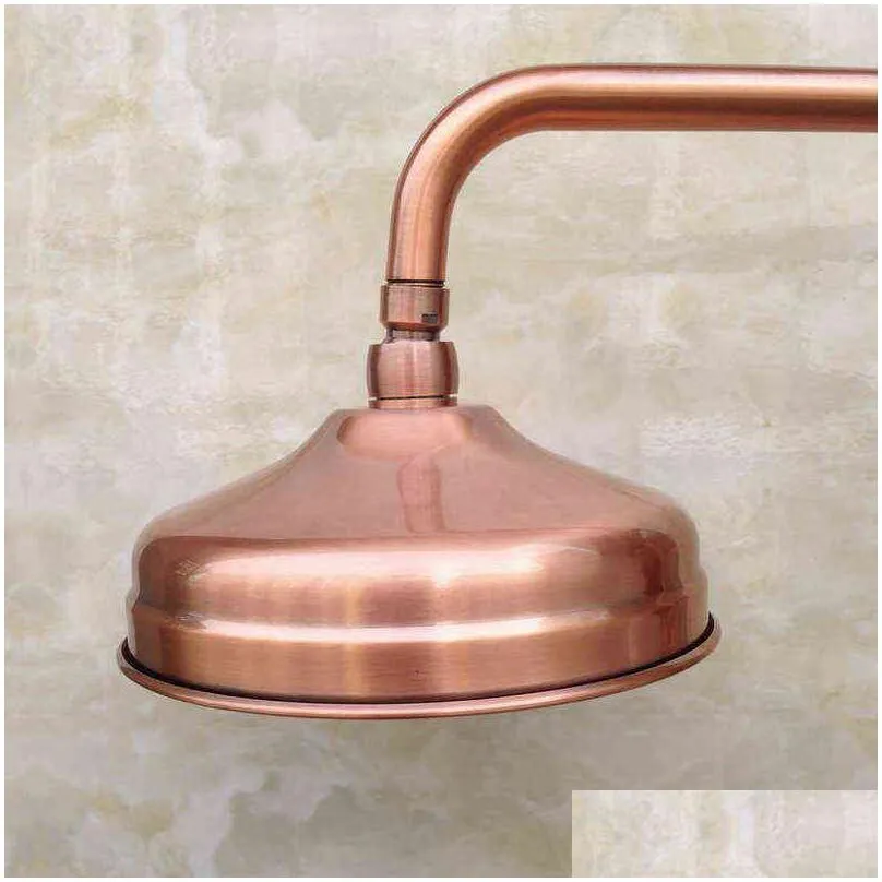 8 inch vintage red copper antique brass round shape bath rainfall shower head / bathroom accessory standard 1/2 ash054 h1209