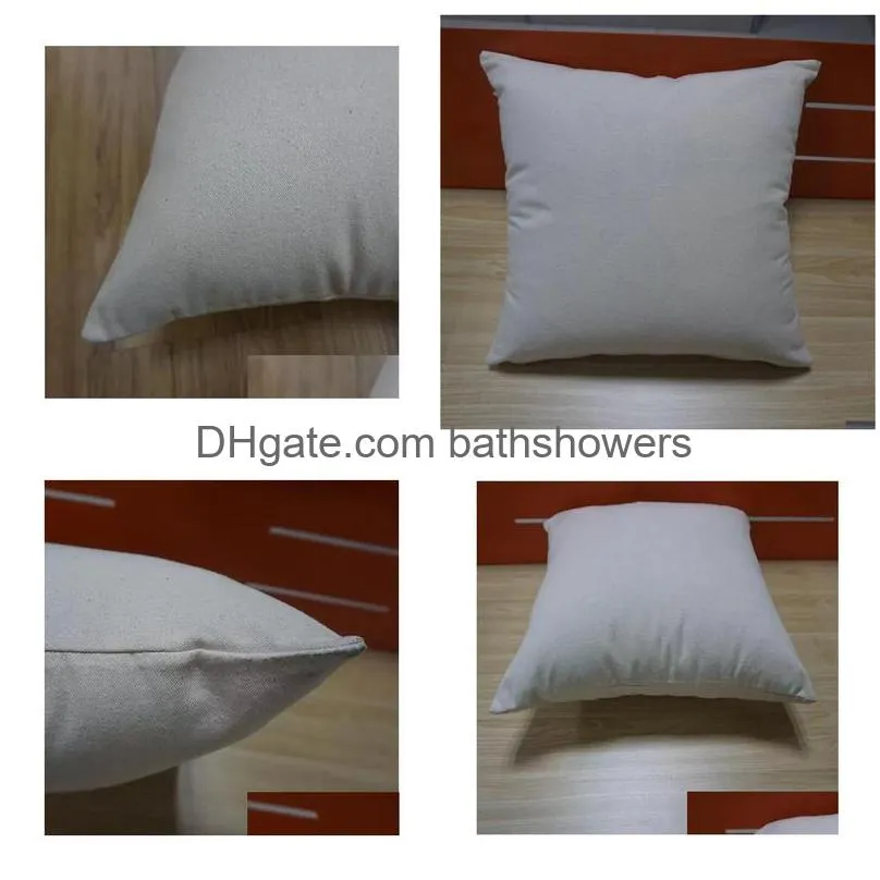 Simple 12 Oz Natural Canvas Pillow Case 18X18 Plain Cotton Embroidery Blank Er Drop Delivery Dhjug