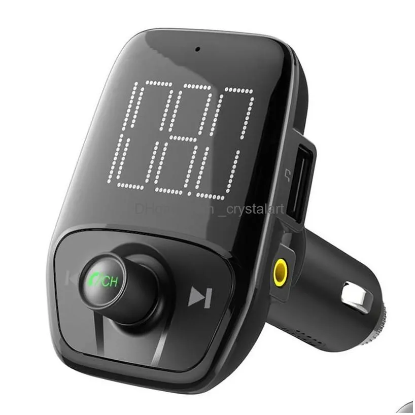 Car Bluetooth Kit Hands Fm Transmitter Mp3 Player Cigarette Lighter Dual Usb Charger6827611 Drop Delivery Mobiles Motorcycles Dh9W1