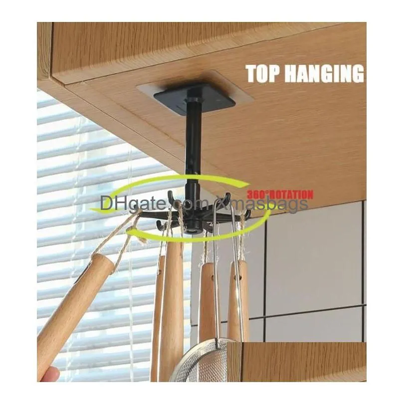 hooks organizer and storage spoon hanging accessories for kitchen multi-purpose hook 360 degree rotatable rack inventory wholesale