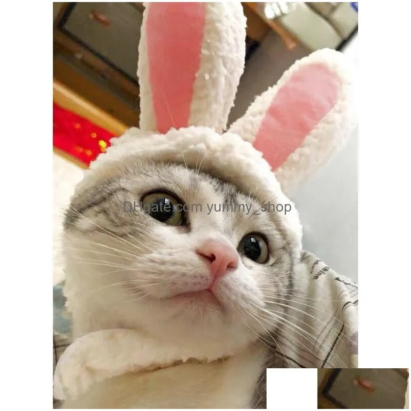 Other Cat Supplies Accessories Pet  Headgear Rabbit Ears Small Dog Hat Cute Funny To Dress Up Drop Delivery Home Garden Dhoku