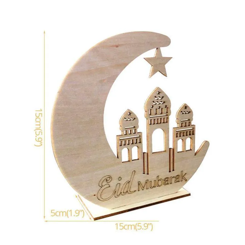 eid mubarak wooden pendant ramadan decoration led candles light moon star wooden crafts eid mubarak decor for home eid al adha y0730