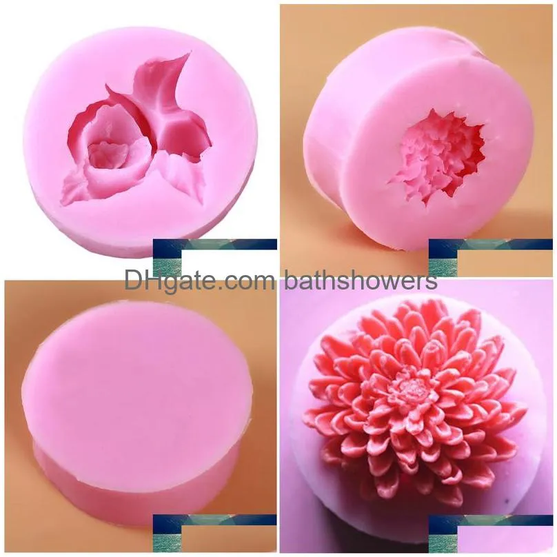 Chrysanthemums Rose Flower Sile Molds Fondant Soap Cake Mold Cupcake Jelly Candy Chocolate Decoration Baking Tool Mod Drop Delivery Dhlxz