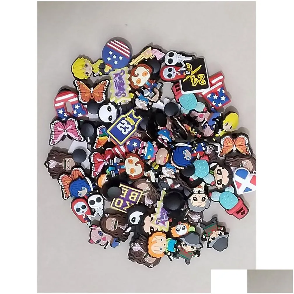 30/60/100pcs wholesale cartoon shoe charm decoration buckle accessories for clog charms clog pins random styles