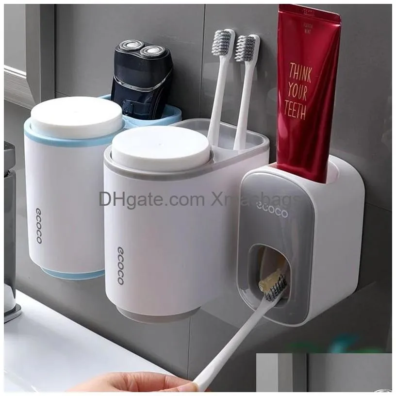 toothbrush holder ecoco automatic squeeze toothpaste machine sticker wall bathroom waterproof squeeze holders stock inventory