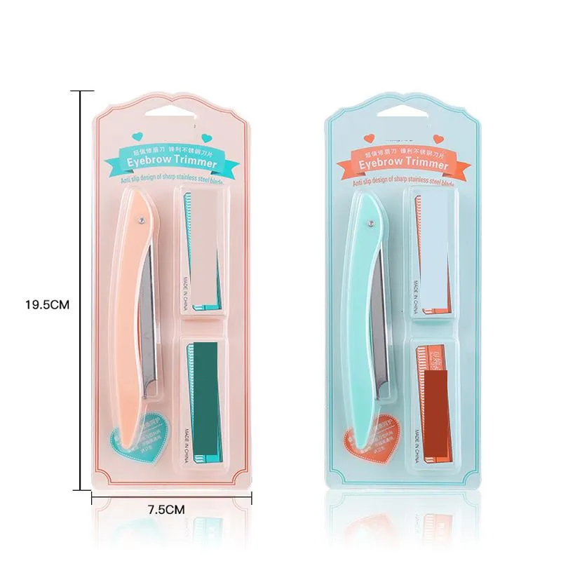 betina folding stainless steel eyebrow shaver set with blade 10 blade eyebrow shaver portable and durable eyebrow shaving