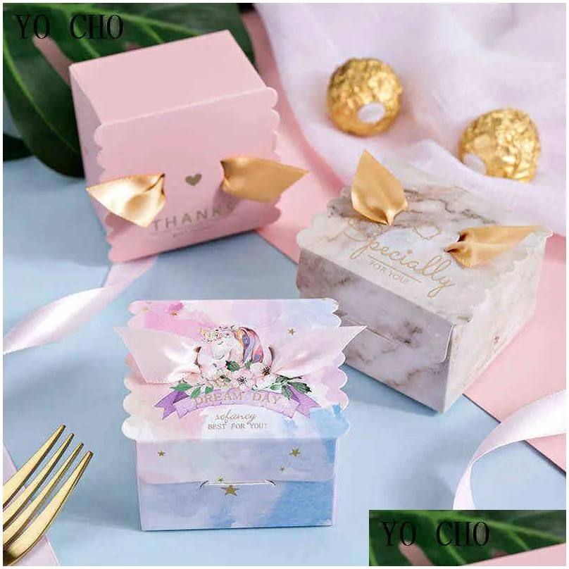 yo cho 5pc lovely candy box gift bags upscale wedding favor package birthday party favor bag baby shower angel gift box supplies h1231