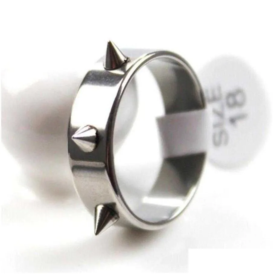 fashion single stainless steel couple ring spiked rivet cone anti wolf moisture personality fj196 ayt3727