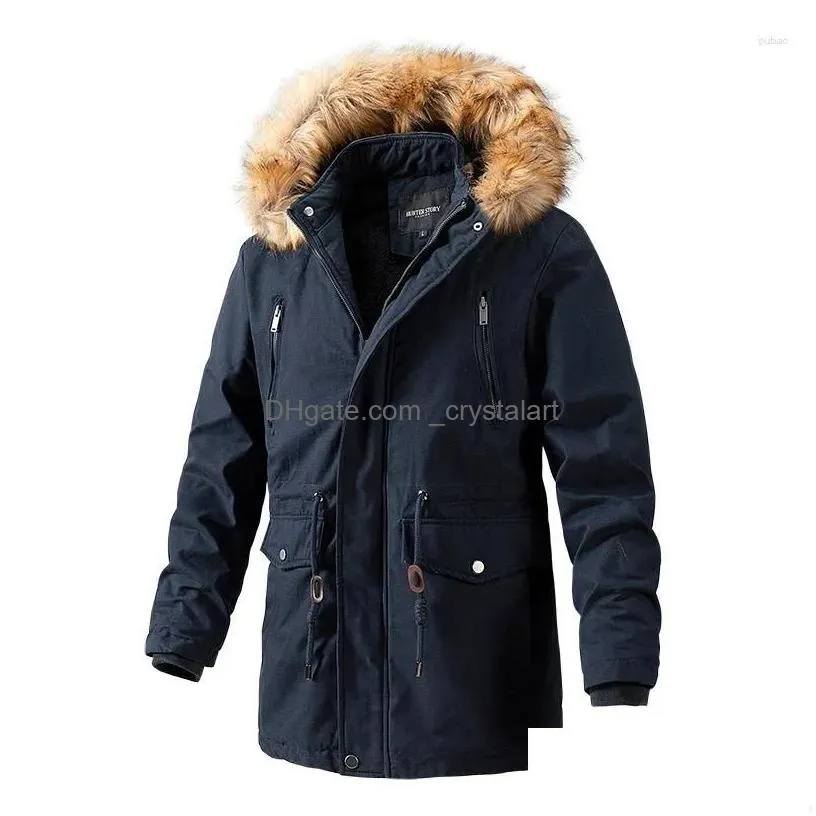 Motorcycle Apparel Winter Riding Charge Coat Casual Water Wash P Thickened Mens Long Jacket Windproof Warm Insation Drop Delivery Dhuvw