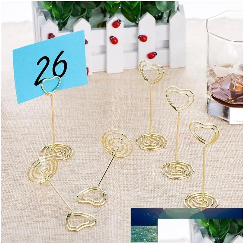 12 pcs rose gold heart shape photo holder stands table number holders place card paper menu clips for weddings