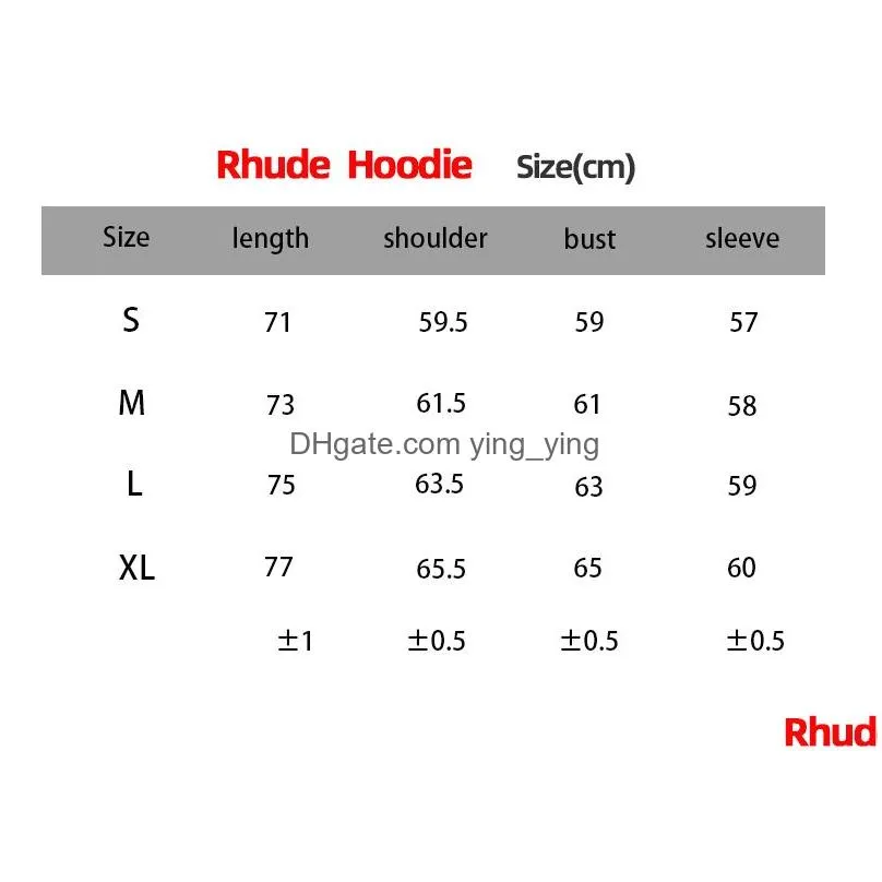 rhude hoodie designer mens letter print loose long sleeve hoodies fashion sports hoodie for men women high quality brand